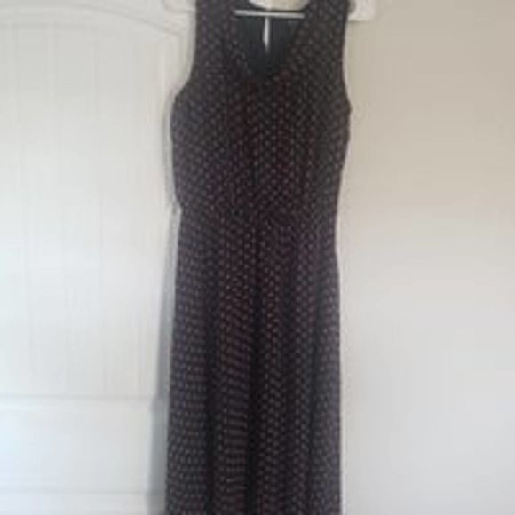 MSK black with coral polka dot sleeveless dress size 16 - Picture 4 of 4